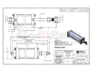 C-5070-PK by APSCO - Hydraulic Cylinder - Tailgate Latch, 2.5" Bore x 8" Stroke, Double Acting