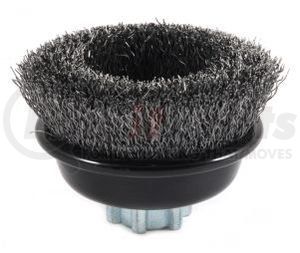 72856 by FORNEY INDUSTRIES INC. - Cup Brush, Crimped Wire, Industrial Pro® 3" x .012" with 5/8"-11 & M14 x 2.0 Arbor