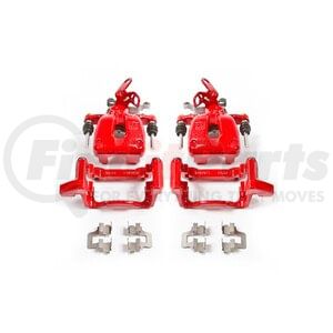 PowerStop Brakes S2976 Disc Brake Caliper Set Red Powder Coated Calipers