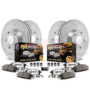 K281336 by POWERSTOP BRAKES - Z36 Truck and SUV Carbon-Fiber Ceramic Brake Pad and Drilled & Slotted Rotor Kit