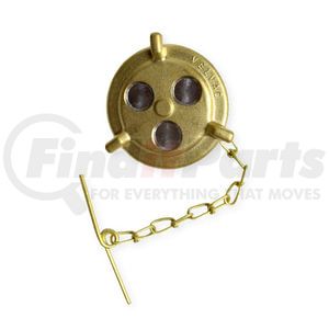 Velvac 600007 Fuel Tank Cap Brass Non-Locking Fuel Cap, Male, Vented, 2-1/8" Nominal Size, 12 Threads Per Inch