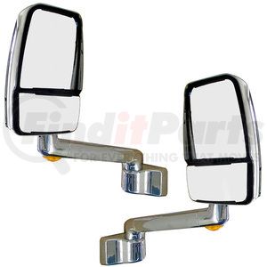 715284-4 by VELVAC - 2030 Series Door Mirror - Chrome, 9" Radius Base, 14" Lighted Arm, Deluxe Head, Driver and Passenger Side