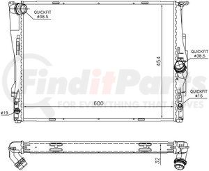 60786A by NISSENS - Radiator - Aluminum Core, Plastic Tank, 17.87" x 23.62" x 1.26", Cap and Hardware Included