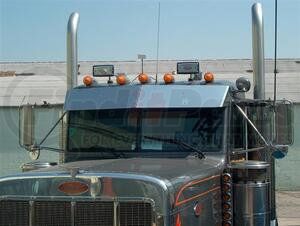 P1003 by ARANDA - Visor Drop Make Peterbilt Model 379 St. Cab Years '04 & Older Size 13 Units 2 Pcs. Material S.S. Gauge 18G Alloy #430 Finish BA