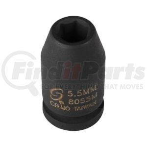 8055M by SUNEX TOOLS - 1/4" DR. 5.5MM IMPACT SOCKET