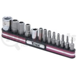 16135 by TITAN - 13 Piece 1/4" and 3/8" Drive Tamper Resistant Hex Bit Set