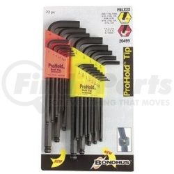 20499 by BONDHUS CORP. - Hex Ball End Wrench Set, L Shaped, ProHold, .050" to 3/8" in Case and 1.5mm to 10mm in Case, Carded