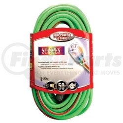 02548-00-54 by COLEMAN CABLE PRODUCTS - Extension Cord, Extra Rugged, 50 Foot, 12/3, Lighted Ends, High Visibity Green with Red Stripe