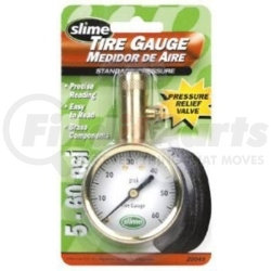 20049 by SLIME TIRE SEALER - Large Round Dial Head Tire Gauge, 5 to 60 PSI, with Bleeder Valve, Carded