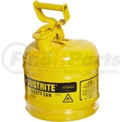 7120200 by JUSTRITE - Yellow Metal Safety Can, Type 1, Two Gallon Capacity, for Diesel Fuel and Other Flammable Liquids