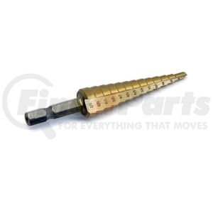 16501 by TITAN - Step Drill Bit, 13 Sizes, 1/8" to 1/2", Titanium Coated High Speed Steel