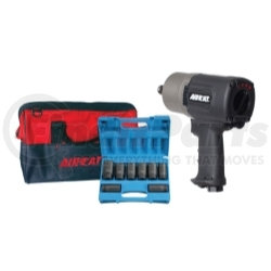 AIRCAT 1770-XLK Air Impact Wrench 3/4 In. Drive Composite Pneumatic Impact Wrench Kit with Sockets, 1400 ft-lb