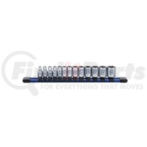 19100C by SUNEX TOOLS - 13 Pc. 1/4" Dr Standard Socket Set-MM 6pt Rail