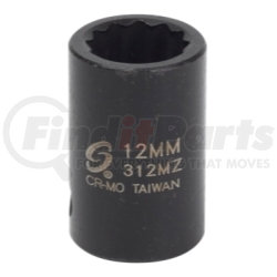 312MZ by SUNEX TOOLS - 3/8" Drive 12 Point Impact Socket, 12mm