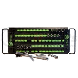 MTSLASTRAYMBG by MECHANIC'S TIME SAVERS - 5row Lock-a-Socket Tray in Matte Black/Green Posts