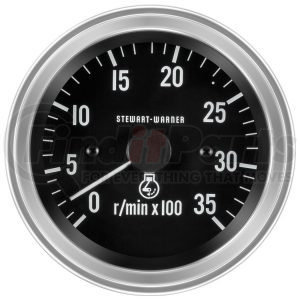 82636 by STEWART WARNER - Tachometer - Deluxe Series, Magnetic Pickup Signal, Electrical, 3-3/8" Diameter, Polished, 12V, 0-3,500 RPM Scale
