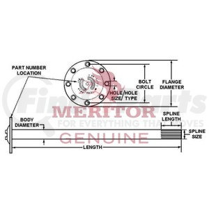 3202H9004 by MERITOR - AXLE SHAFT