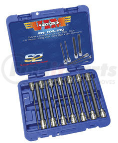 HXL100-03 by VIM TOOLS - Hex Extra Long Driver Set 14 pieces 7 pc. Ball Hex & 7 Piece Hex, SAE