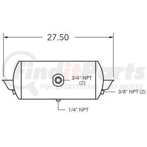 461003 by TRAMEC SLOAN - Air Tank, 9.5 Diameter, 3/4 (2) Main Port, 3/8 End Port