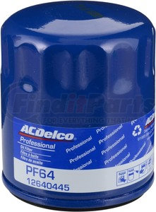PF64 by ACDELCO - Engine Oil Filter - Spin-On, Blue Housing