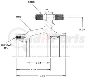 10019--N by WEBB - Hub - 10 Stud, with 11.25 Dia. Bolt Circle,  Inboard Drum (3/4"-16) Shoulder Stud