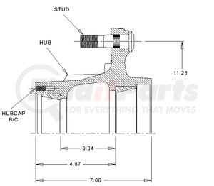 10209--N by WEBB - Hub - 10 Stud, with 11.25 Dia. Bolt Circle, Outboard Drum (3/4"-16) Stud