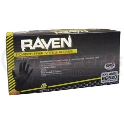 66518 by SAS SAFETY CORP - Raven Nitrile Disposable Glove (Powder-Free) - Black, 6 mil Thick, 100 Gloves/Box, Large (L)