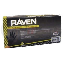 66516 by SAS SAFETY CORP - Raven Nitrile Disposable Glove (Powder-Free) - Black, 6 mil Thick, 100 Gloves/Box, Small (S)