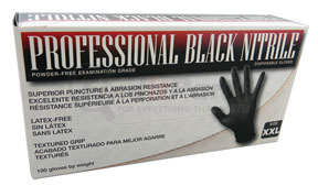 66544 by SAS SAFETY CORP - Professional Powder-Free Black Nitrile Disposable Gloves, XL