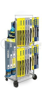 RAC100 by ANCO - Windshield Wiper Blade Merchandiser - Mobile Display, 35 Hooks, 3 Tiers, Bottom Rack