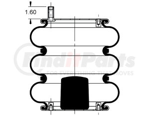 AS-4703 by TRIANGLE SUSPENSION - Triangle Air Spr - Triple Conv., ContiTech Bellows # FT 330-29