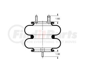 AS-4506 by TRIANGLE SUSPENSION - Triangle Air Spr - Double Conv., Triangle Bellows # 6325, ContiTech Bellows # FD 200-19