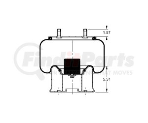 AS-8522 by TRIANGLE SUSPENSION - Triangle Air Spr - Rolling Lobe, Triangle Bellows # 6390, ContiTech Bellows # 10 10-15