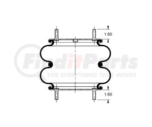 AS-4327 by TRIANGLE SUSPENSION - Triangle Air Spr - Double Conv., Triangle Bellows # 6316, ContiTech Bellows # FD 330-22