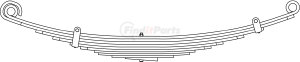 Triangle Suspension 43-686 Leaf Spring Freightliner, F Spr, Lvs:9/WG ; OEM# A1616384000; SE Length: 25; LE Length: 29; SE