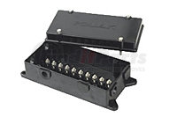 52-259 by POLLAK - Trailer Junction Box - 7-Way, Black, ABS Plastic Cover and Base , with 5 Open Rubber Grommets, 5 Closed Rubber Grommets, 7 No. 10-32 Threaded Studs and Mounting Hardware