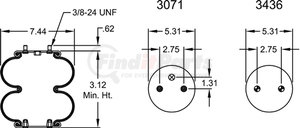 W013587659 by FIRESTONE - Airide Air Spring Double Convoluted 26C