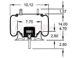 W013589807 by FIRESTONE - Air Spring - 14.00" Extended, 4.70" Compressed, 9.00" Wdith Top Plate, Reversible Sleeve