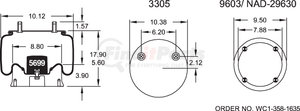 W013588782 by FIRESTONE - Air Spring - 17.90" Extended, 5.60" Compressed, 10.38" Wdith Top Plate, Reversible Sleeve