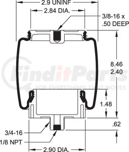 W023587001 by FIRESTONE - Airide Air Spring - Sleeve Style, Orange Logo, 6.25" BCR, 8.46" Extended Height