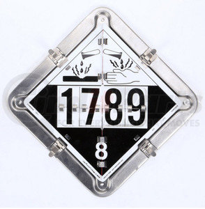 126CT by LABELMASTER - Aluminum FLIP PLACARD TANKER: FLAMMABLE, COMBUSTIBLE, POISON, CORROSIVE