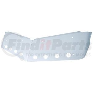 28012 by UNITED PACIFIC - Sunvisor - 14" Stainless Steel, Ultra Cab Drop Style, w/ Eight 2" Light Cutouts, for Peterbilt