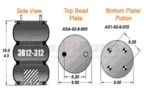 3B12-312 by GOODYEAR - Super Cushion® Bellows Air Springs