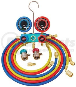 ATD Tools 3696 A/C Repair Tool R12/R134a Deluxe Dual Aluminum A/C Manifold Gauge Set with (3) 96" Hoses
