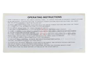 54984-001 by CONDOR - CONDOR ORIGINAL OEM, DECAL, UCB OPERATING INSTRUCTIONS