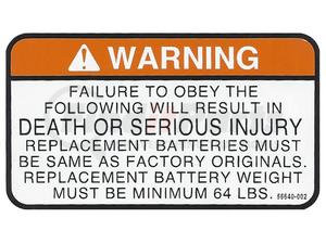 56640-002 by CONDOR - CONDOR ORIGINAL OEM, DECAL, BATTERY REPLACEMENT