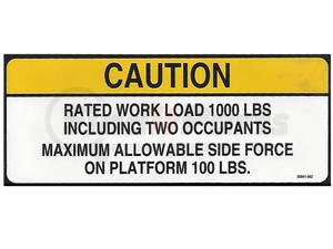 56841-002 by CONDOR - CONDOR ORIGINAL OEM, DECAL, RATED WORK LOAD, 1000LB