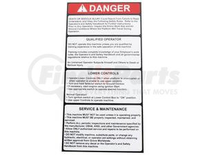 7376101383 by GROVE MANLIFT - GROVE MANLIFT ORIGINAL OEM, DECAL, OPERATOR MAINTENANCE LOWER CONTROL BOX