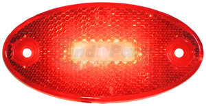 1200R by PETERSON LIGHTING - 1200A/C/R Oval Side Marker/Outline Lights with Reflex - Red Rear Outline Marker