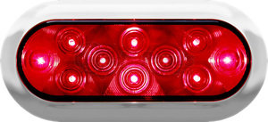 V423XR-4 by PETERSON LIGHTING - 423-4 Series Piranha&reg; LED Surface Mount Oval Stop, Turn and Tail Light With Chrome Bezel - 12V Red Kit with Bezel